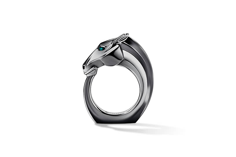 Кольцо «Конь» из золота с рутением и цветной эмалью