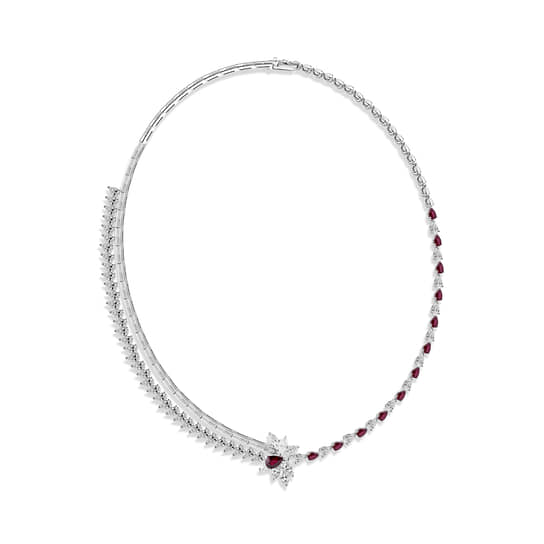 Колье-трансформер из белого золота с рубинами общим весом 9,86 карата и бриллиантами общим весом 12,85 карата