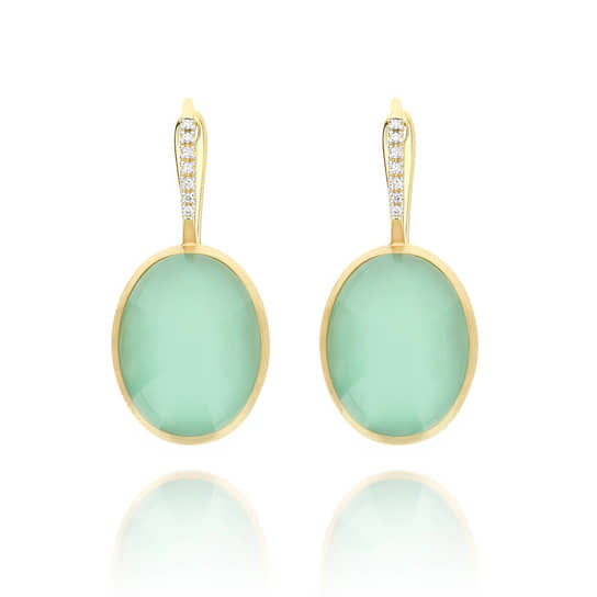 Серьги Nanis Boules из желтого золота с жадеитом, горным хрусталем и бриллиантами