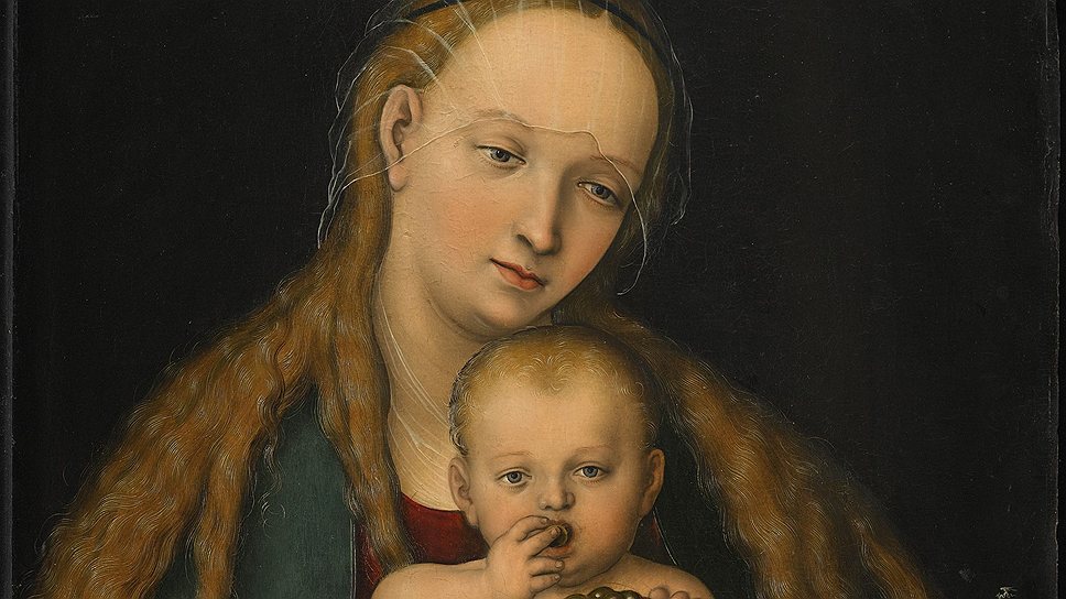 Лукас Кранах Младший. &quot;Мадонна с младенцем и виноградной гроздью&quot;, XVI век. Sotheby&#39;s, эстимейт &amp;pound;800 тыс. -- 1,2 млн 