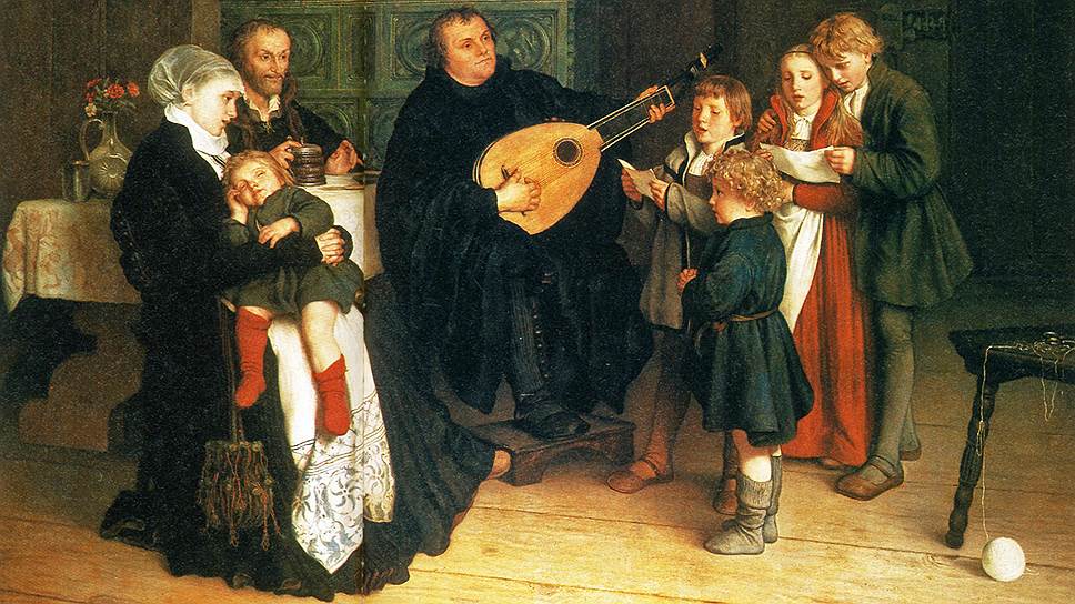 Густав Адольф Спангенберг. «Мартин Лютер музицирует в кругу семьи», 1866 год