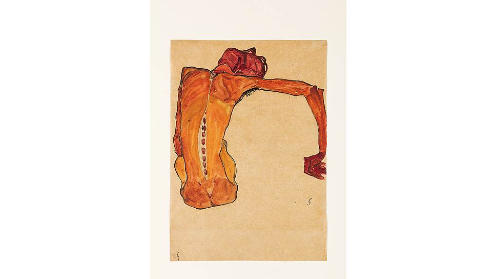 Эгон Шиле. «Сидящий обнаженный мужчина», 1910