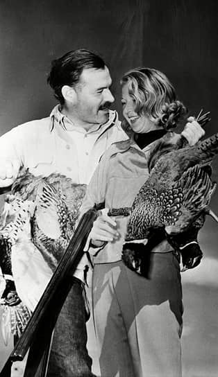 С третьей женой Мартой Геллхорн и мертвыми фазанами после охоты в Сан-Валли, 1940