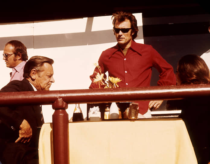 Уильям Холден и Клинт Иствуд на съемках «Бризи», 1973 