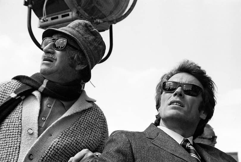 Дон Сигел и Клинт Иствуд на съемках «Грязного Гарри», 1971 