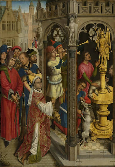 Арт ван ден Боссе. «Августин, приносящий жертву манихейскому идолу», 1480-1500 годы 