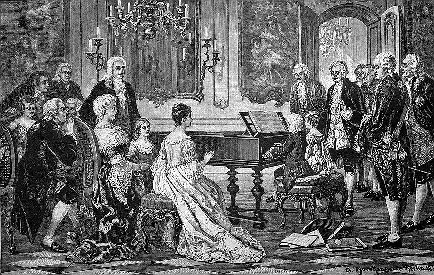 В годы правления Марии-Терезии Австрия испытала расцвет культуры (на фото — юный Вольфганг Амадей Моцарт с сестрой играют австрийской эрцгерцогине)